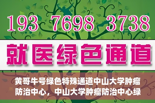 黄哥牛号绿色特殊通道中山大学肿瘤防治中心，中山大学肿瘤防治中心绿色特殊通道，黄哥牛号引领健康新航向