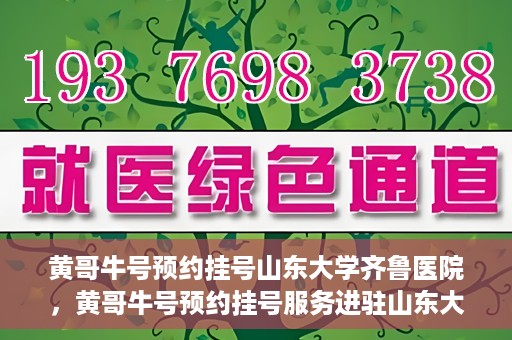 黄哥牛号预约挂号山东大学齐鲁医院，黄哥牛号预约挂号服务进驻山东大学齐鲁医院