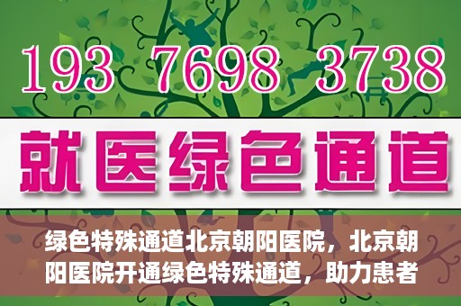 绿色特殊通道北京朝阳医院，北京朝阳医院开通绿色特殊通道，助力患者快速就医