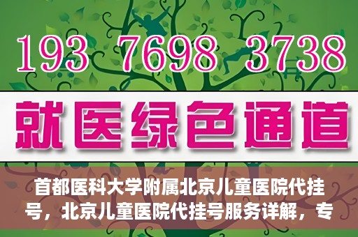 首都医科大学附属北京儿童医院代挂号，北京儿童医院代挂号服务详解，专业医疗与便捷服务的结合