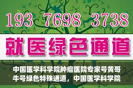 中国医学科学院肿瘤医院专家号黄哥牛号绿色特殊通道，中国医学科学院肿瘤医院专家黄哥牛号，绿色特殊通道助患者快速就医。