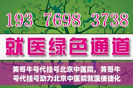 黄哥牛号代挂号北京中医院，黄哥牛号代挂号助力北京中医院就医便捷化