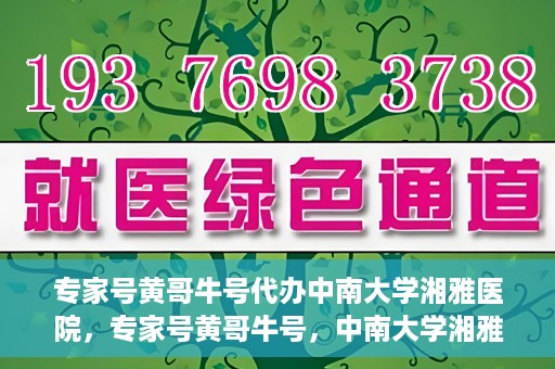 专家号黄哥牛号代办中南大学湘雅医院，专家号黄哥牛号，中南大学湘雅医院代办服务详解