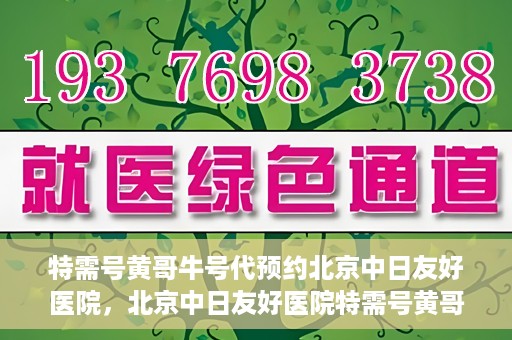 特需号黄哥牛号代预约北京中日友好医院，北京中日友好医院特需号黄哥牛号预约服务解析