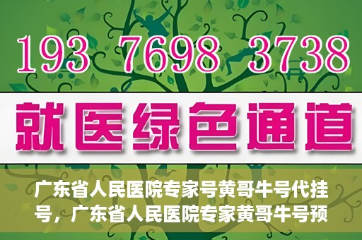 广东省人民医院专家号黄哥牛号代挂号，广东省人民医院专家黄哥牛号预约挂号攻略