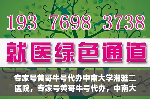 专家号黄哥牛号代办中南大学湘雅二医院，专家号黄哥牛号代办，中南大学湘雅二医院的便捷就医之路